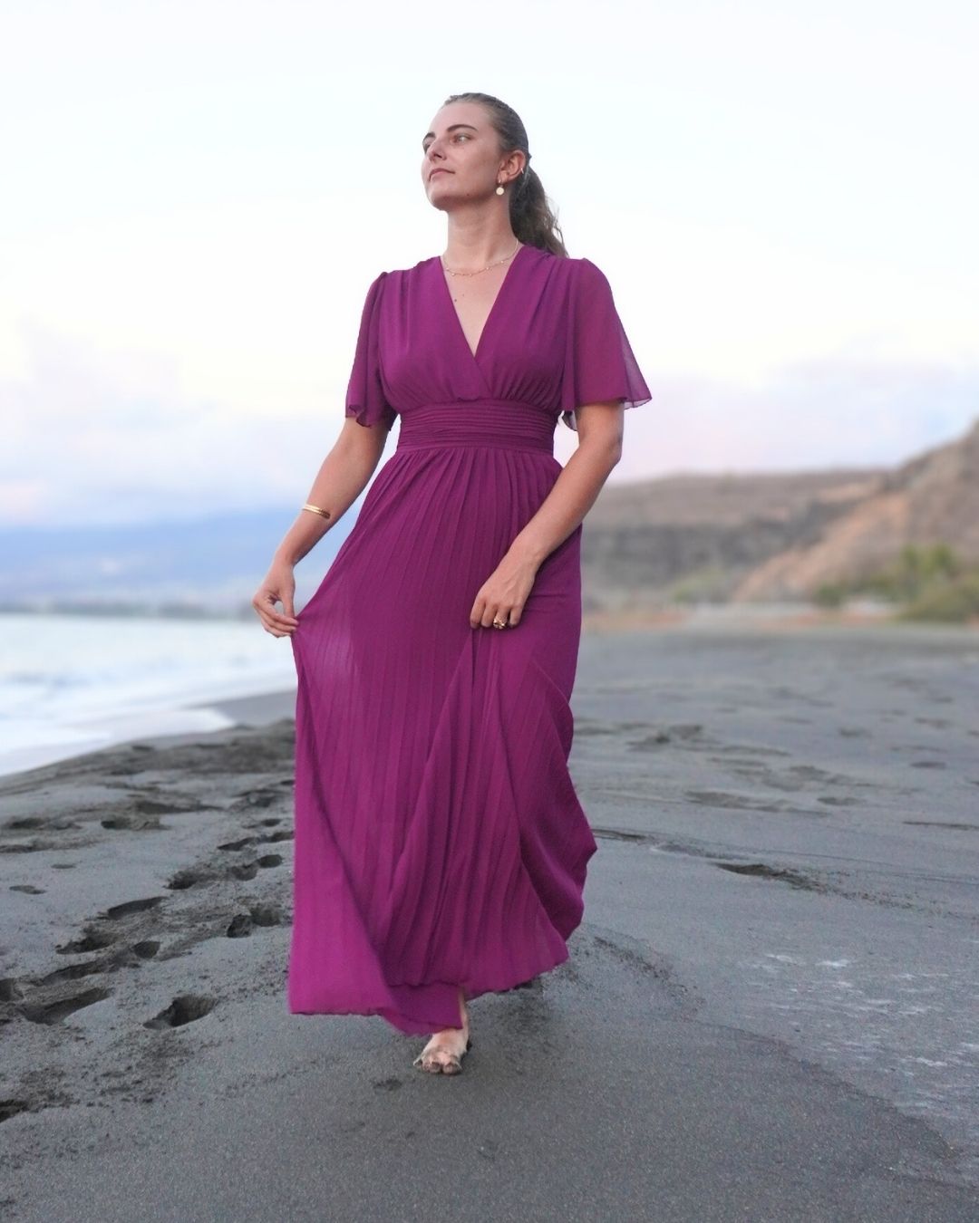 Aloé - Robe longue plissée