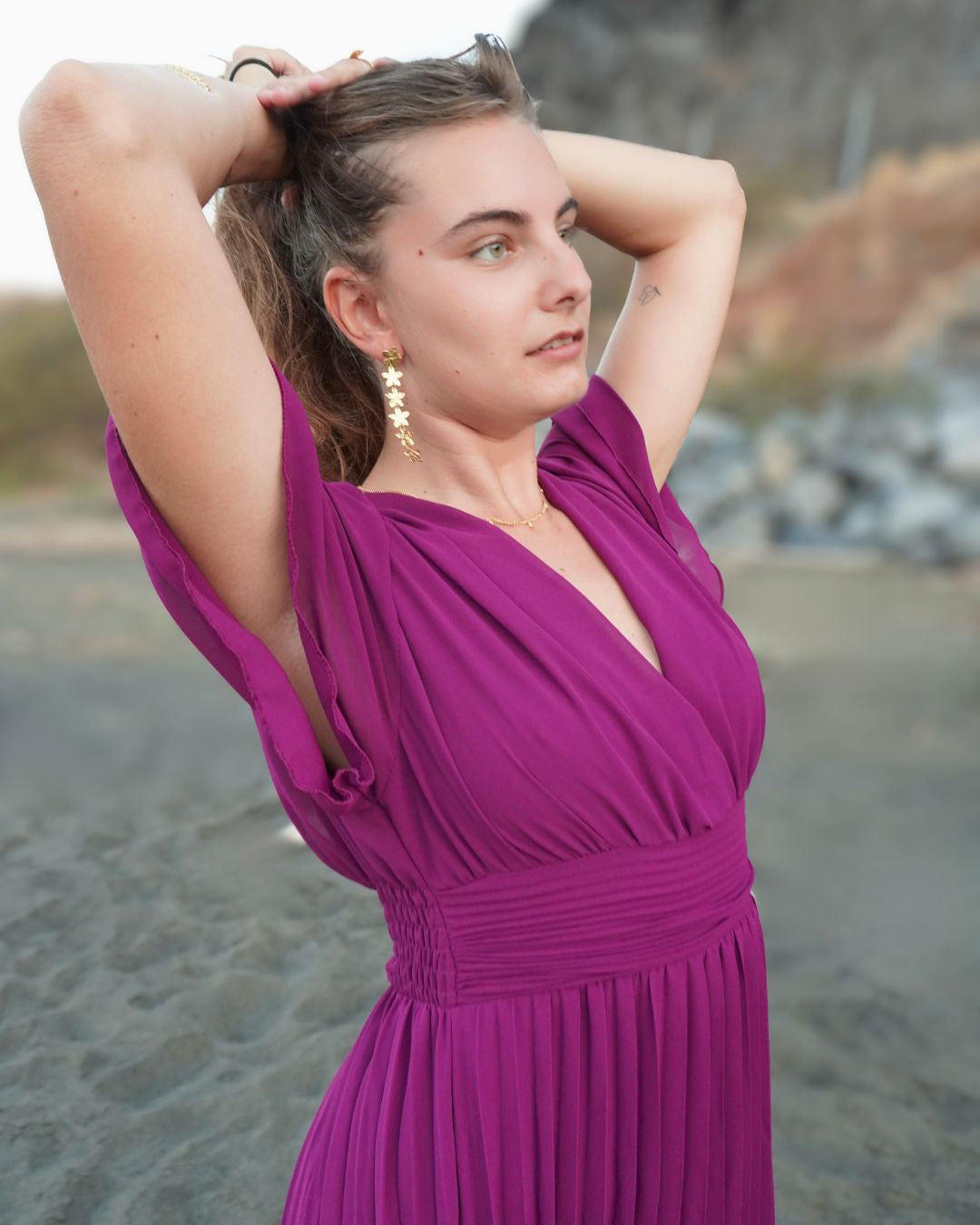 Aloé - Robe longue plissée