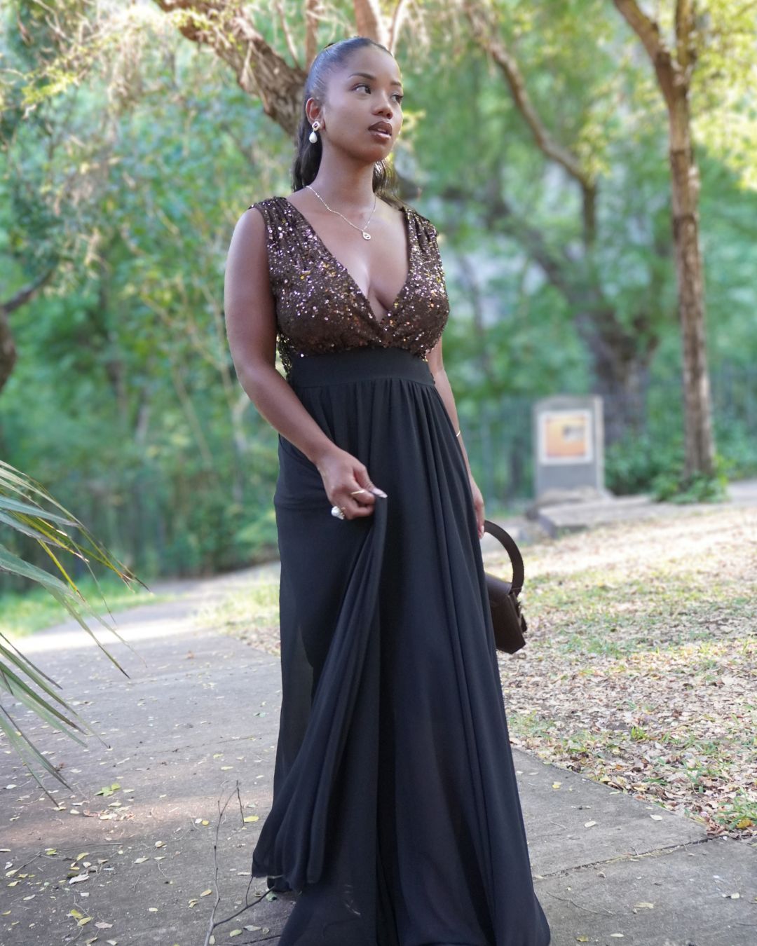 Calista Marron - Robe bicolore