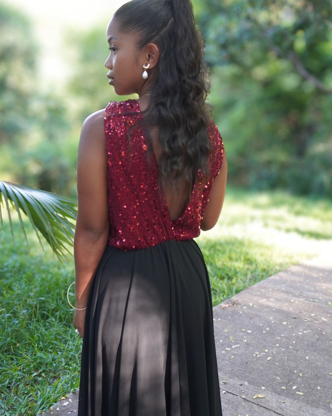 Calista Rouge - Robe bicolore à sequins