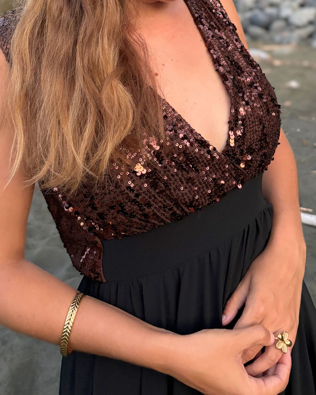 Calista - Robe longue bicolore