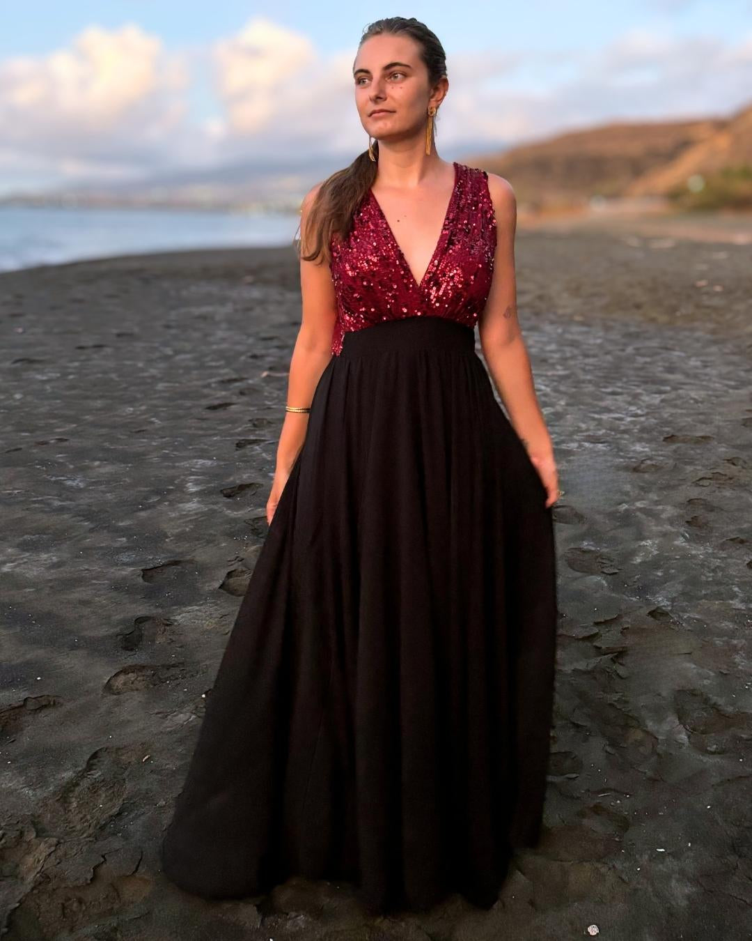 Calista - Robe longue bicolore