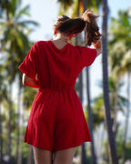 Hanae Rouge - Combinaison courte gaze de coton