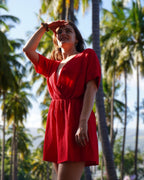 Hanae Rouge - Combinaison courte gaze de coton