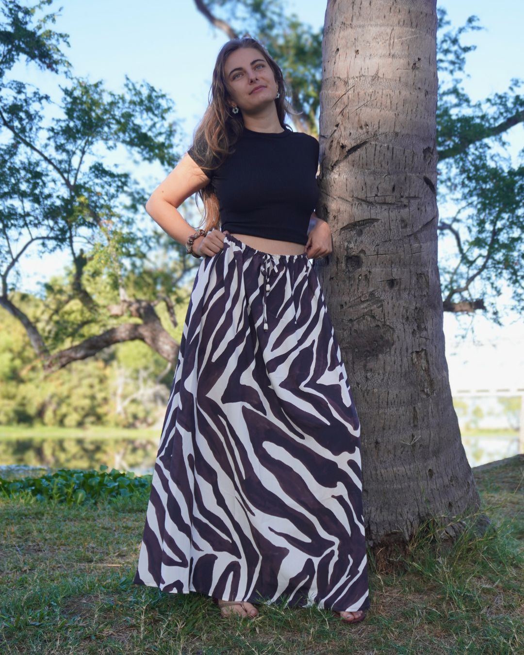 Zara - Jupe fluide zébrée
