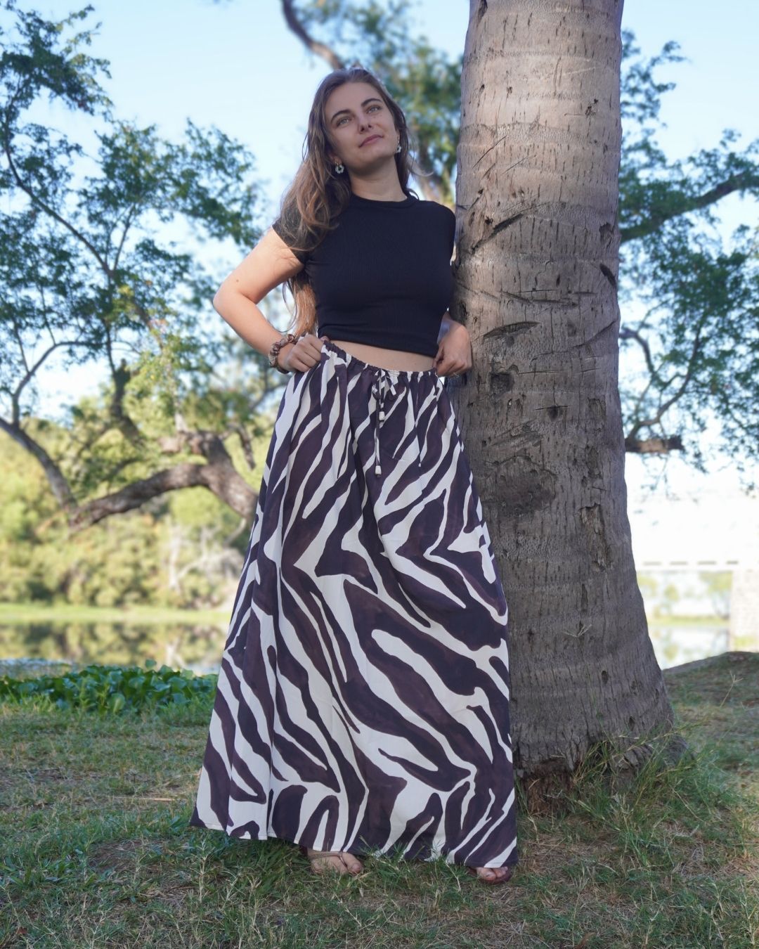 Zara - Jupe fluide zébrée