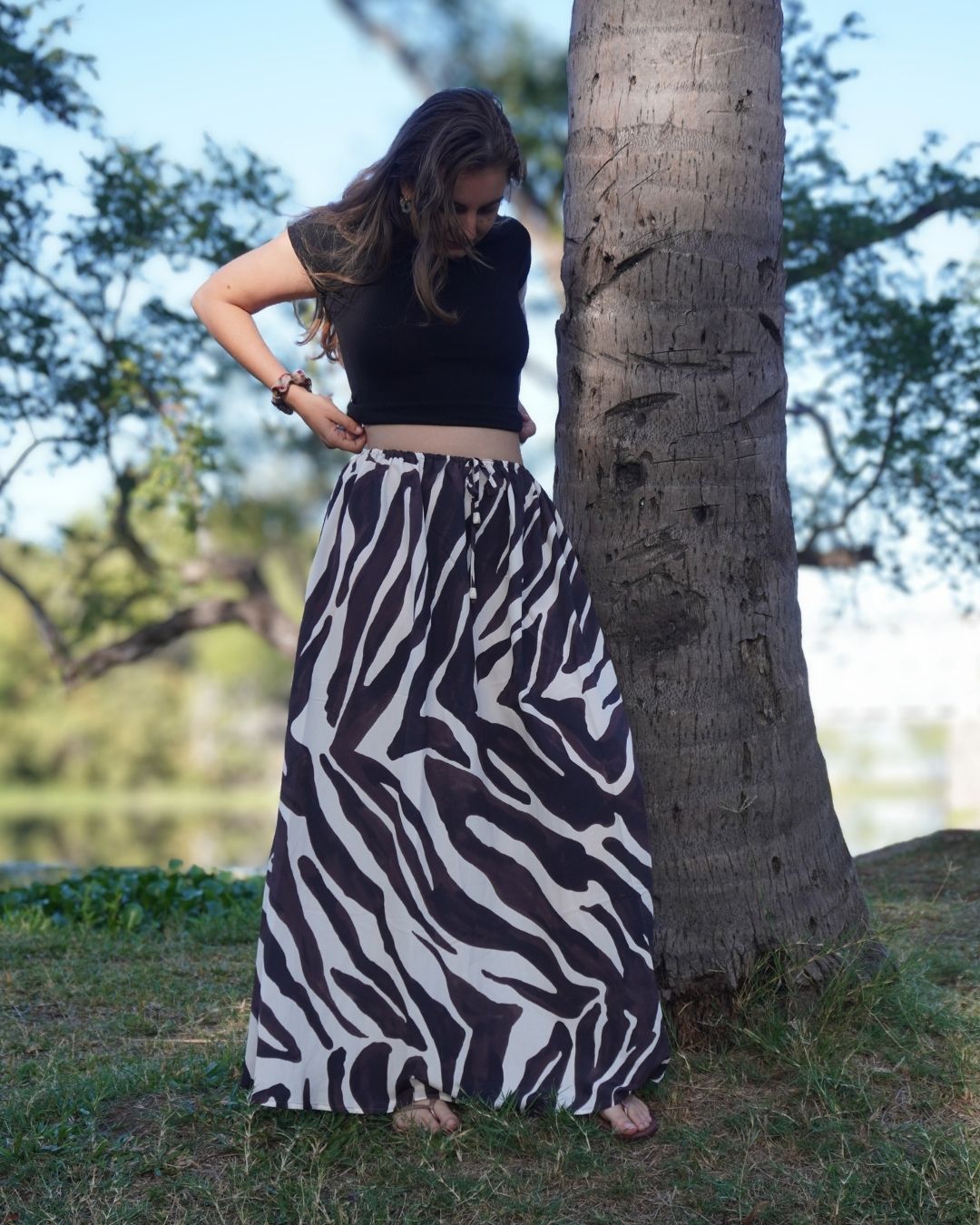 Zara - Jupe fluide zébrée