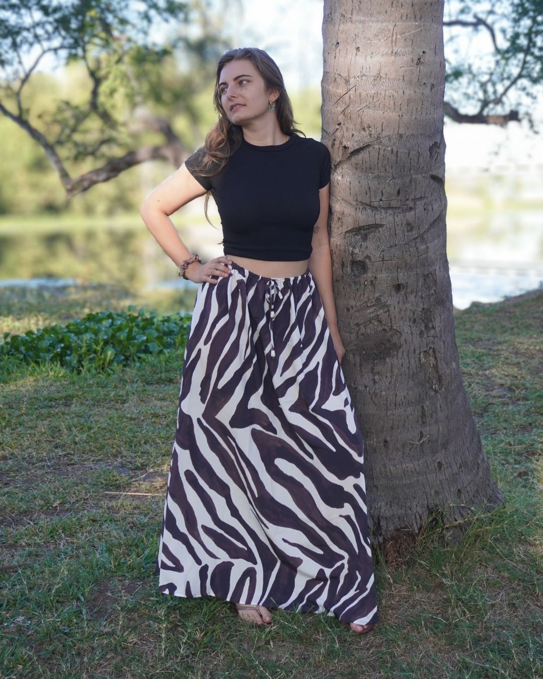 Zara - Jupe fluide zébrée