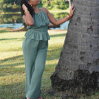 Rachel Kaki - Pantalon gaze de coton