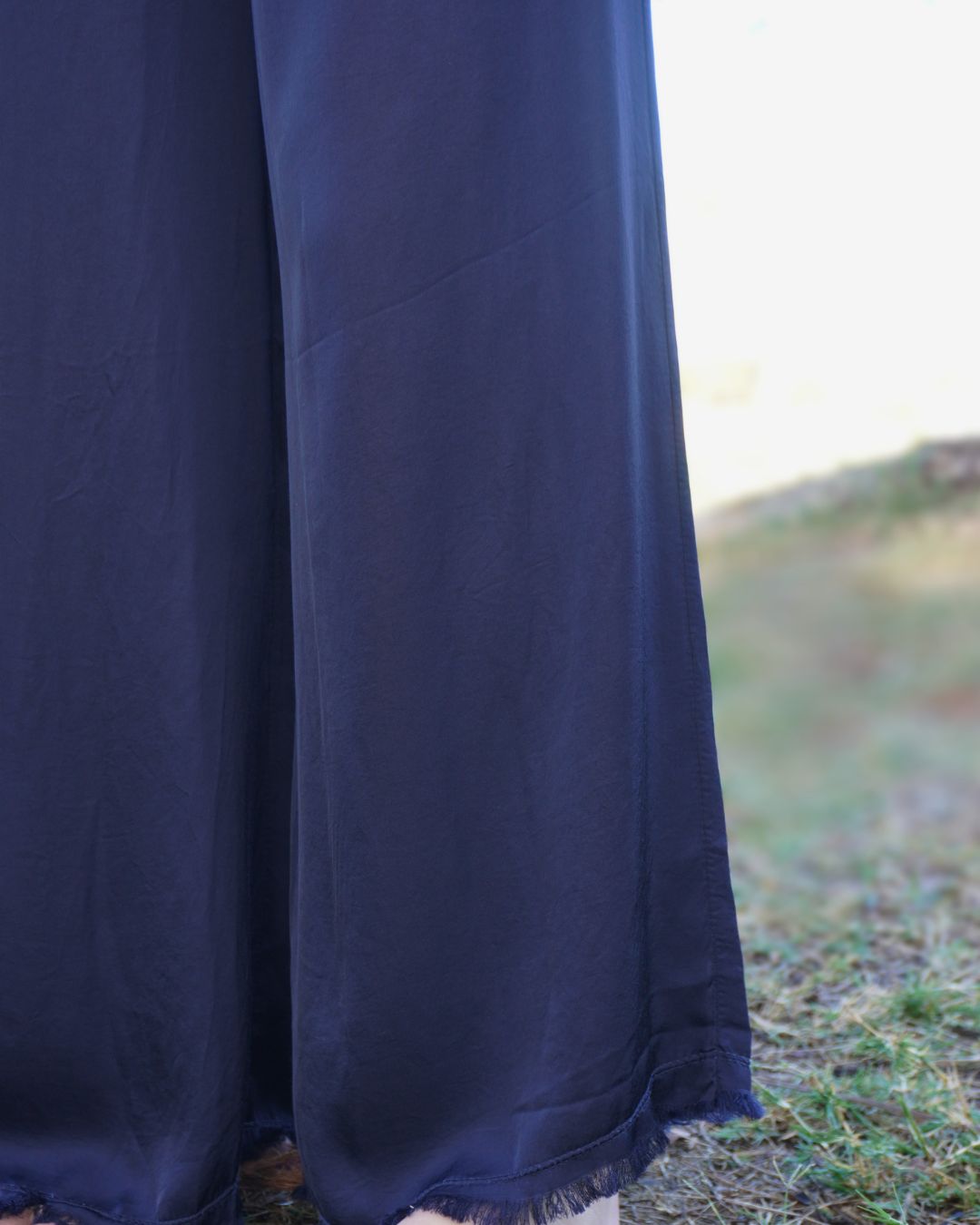 Irina - Pantalon large fluide bleu marine