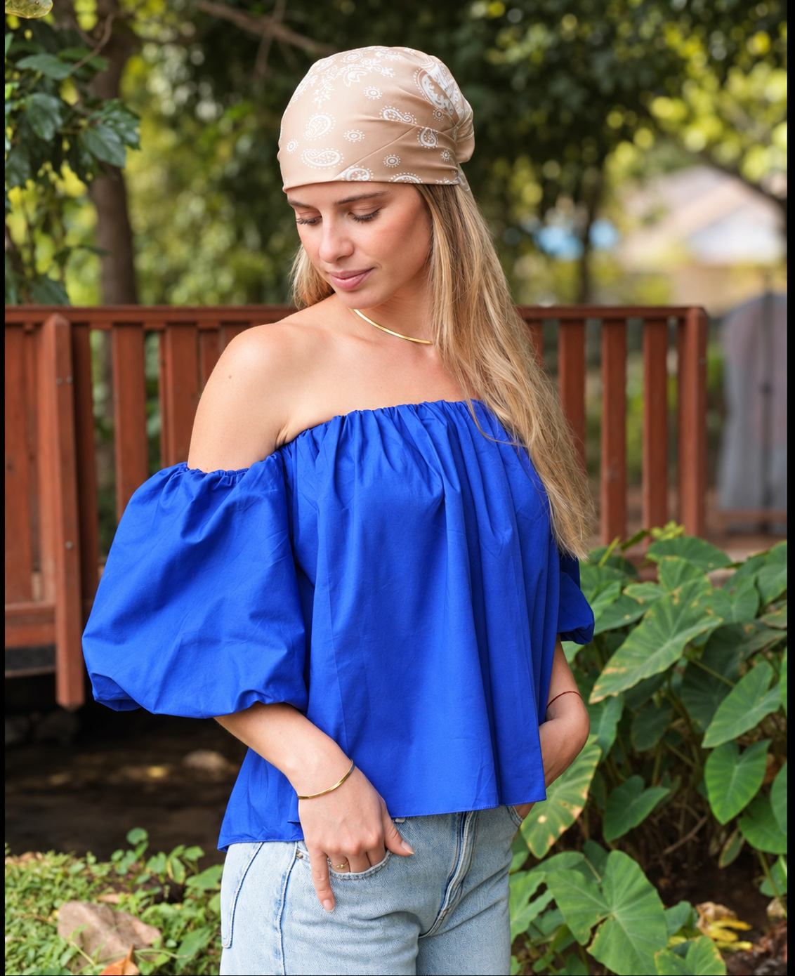 Alba Bleu - Top col bardot