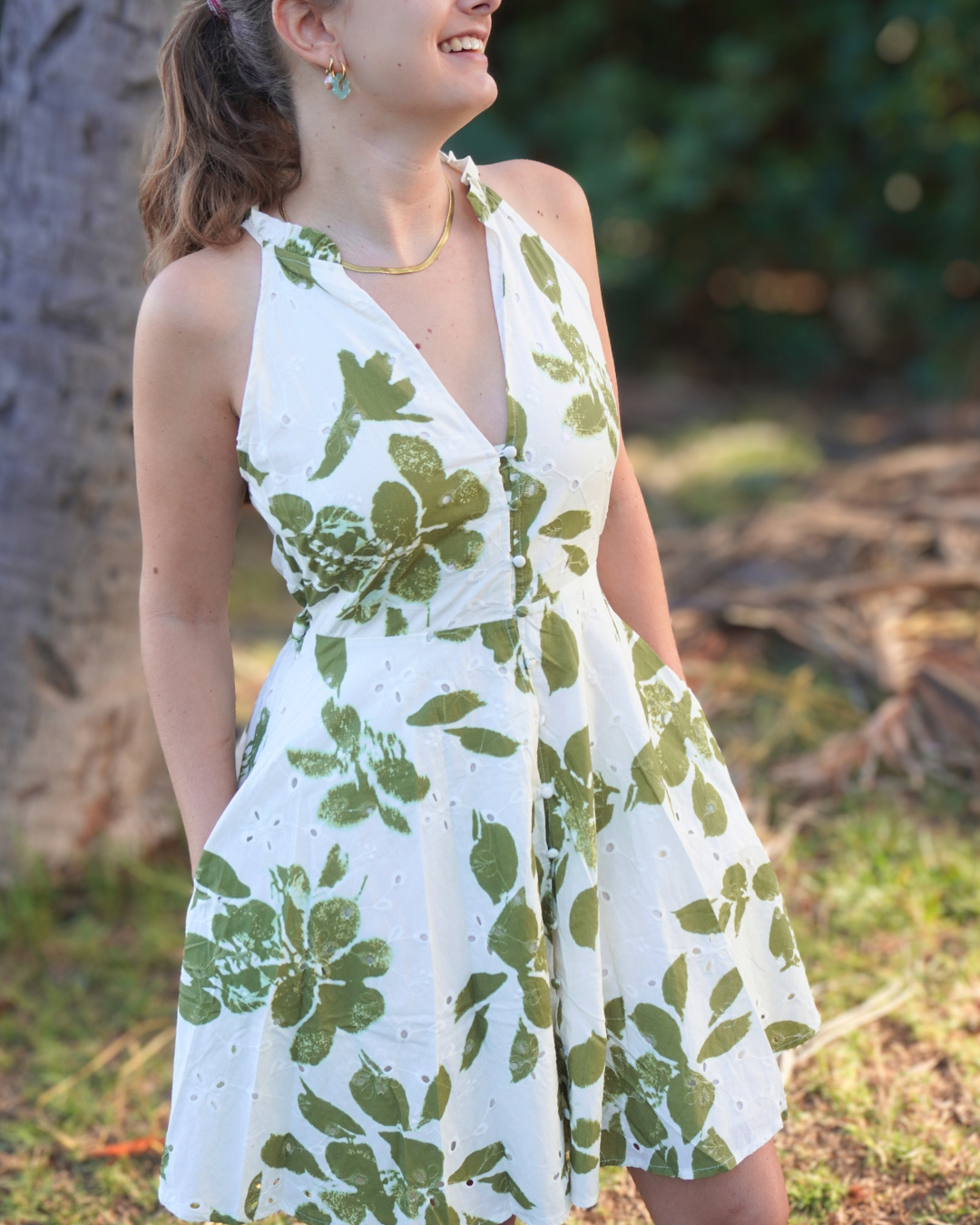 Anne - Robe imprimé feuillage