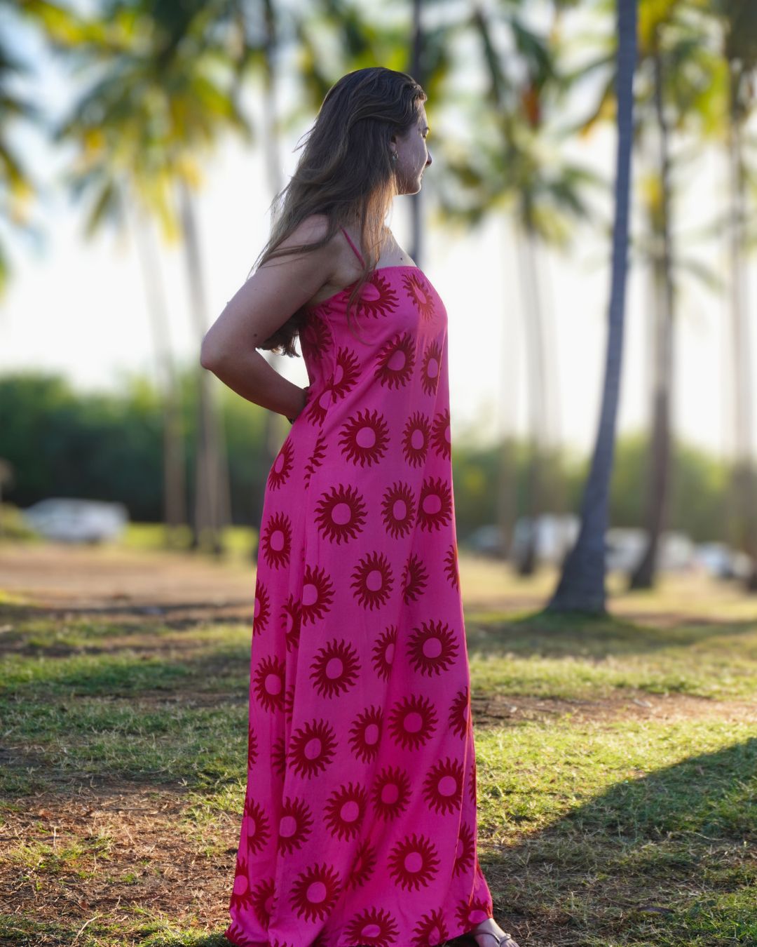 Théodora - Robe longue imprimé soleil