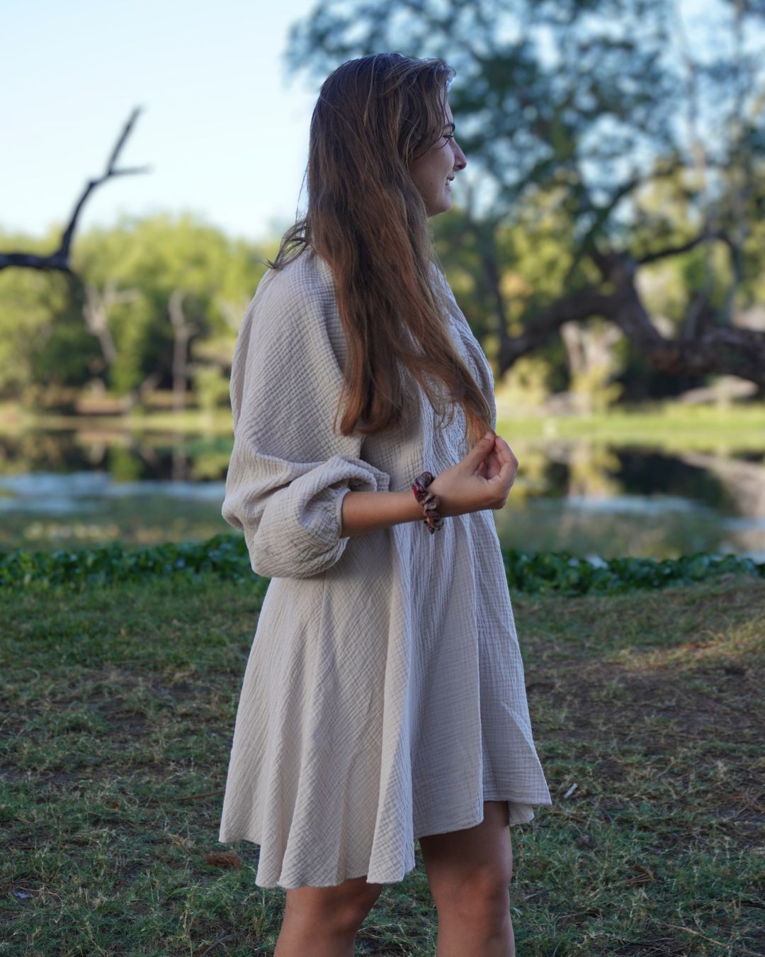 Manel - Robe gaze de coton manches chauve-souris