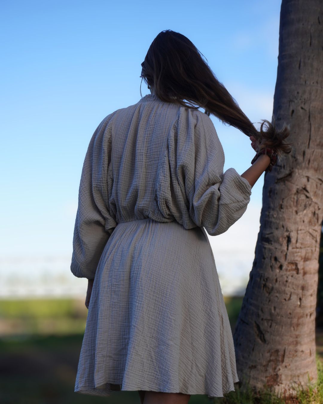 Manel - Robe gaze de coton manches chauve-souris