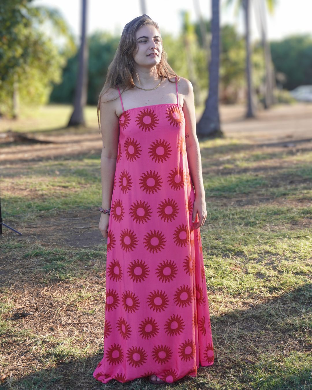 Théodora - Robe longue imprimé soleil