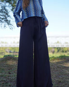 Irina - Pantalon large fluide bleu marine