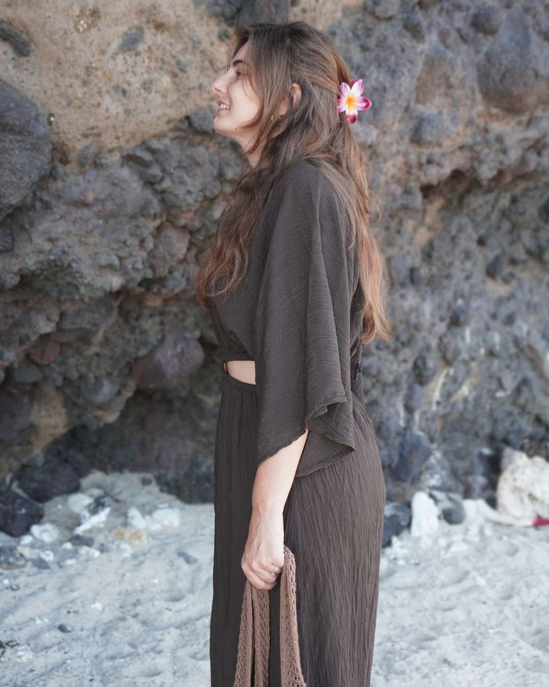 Elea Chocolat - Robe longue avec col en V