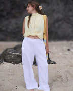Rachel Blanc - Pantalon gaze de coton