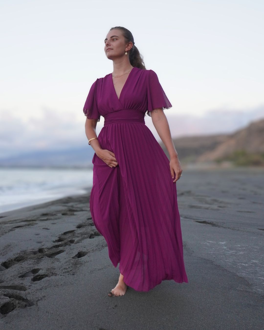 Aloé - Robe longue plissée