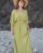 Elea Vert - Robe longue avec col en V